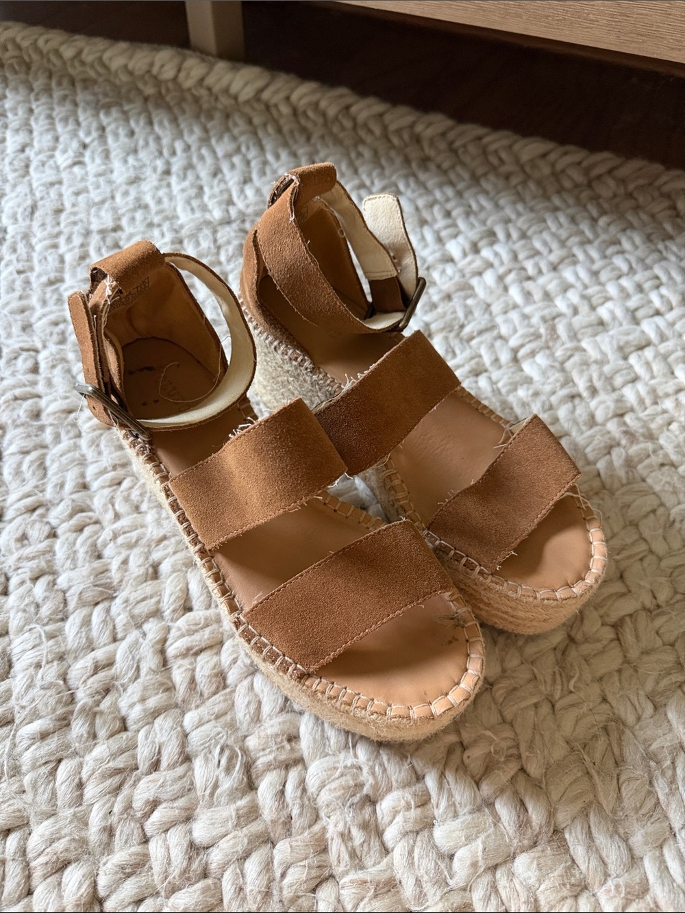 Soludos Tan Suede Espadrille Wedge Sandals